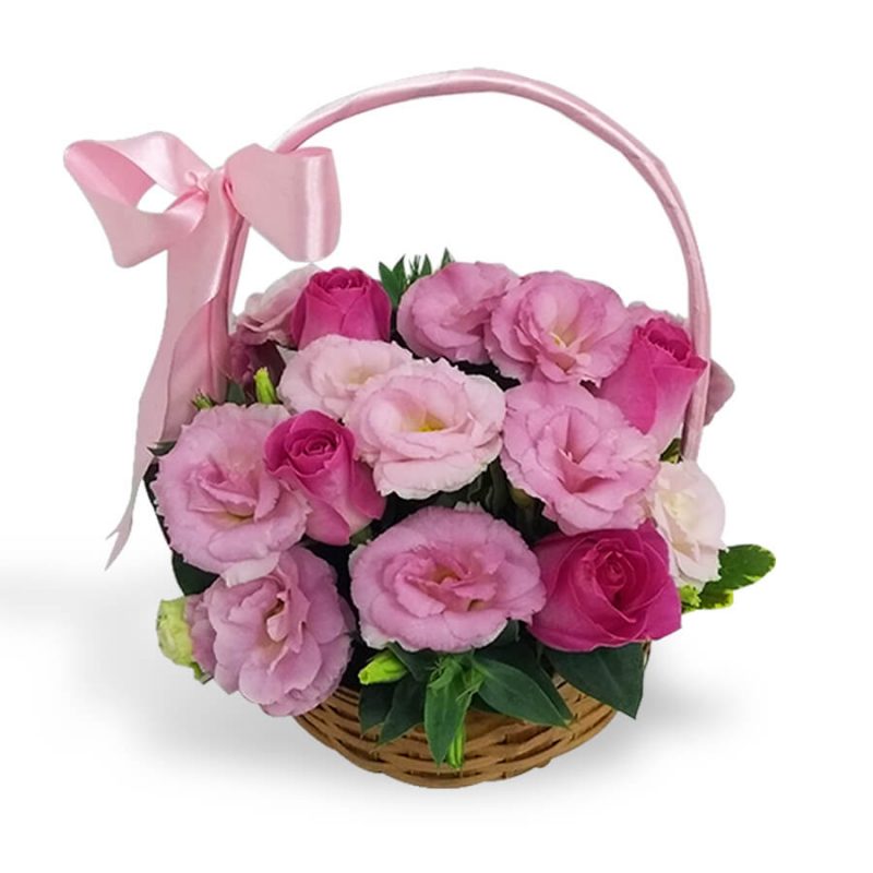 cesta de rosas rosa flores em Florianópolis floricultura em Floripa decoração de eventos