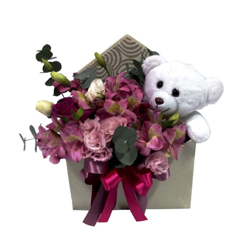 flores no envelope carta para você com urso