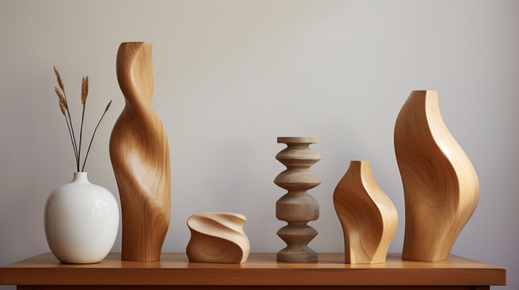 vasos de madeira e cerâmica